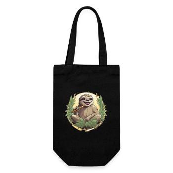 Sloth in a wreath of leaves - Gift Bag for Bottles - black - Front