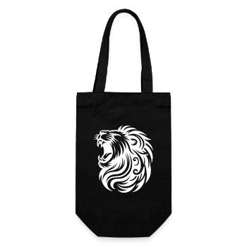 Roaring lion with elegant mane and teeth - Gift Bag for Bottles - black - Front