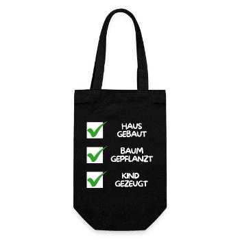 Maison construite, arbre planté, enfant conçu (blanc) - Sac à bouteille - noir - Devant