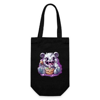 Cute panda monster with candy - Gift Bag for Bottles - black - Front