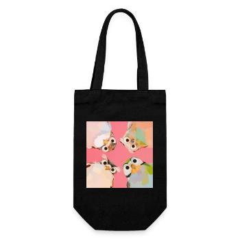 Four owls in a circle | Cute Pastel Animal Motif - Gift Bag for Bottles - black - Front
