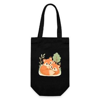 Cute fox couple in the forest - Gift Bag for Bottles - black - Front