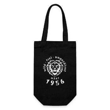 70. Geburtstag Wild, frei, ungezähmt seit 03/1956 - Geschenkbeutel für Flaschen - Schwarz - Vorne