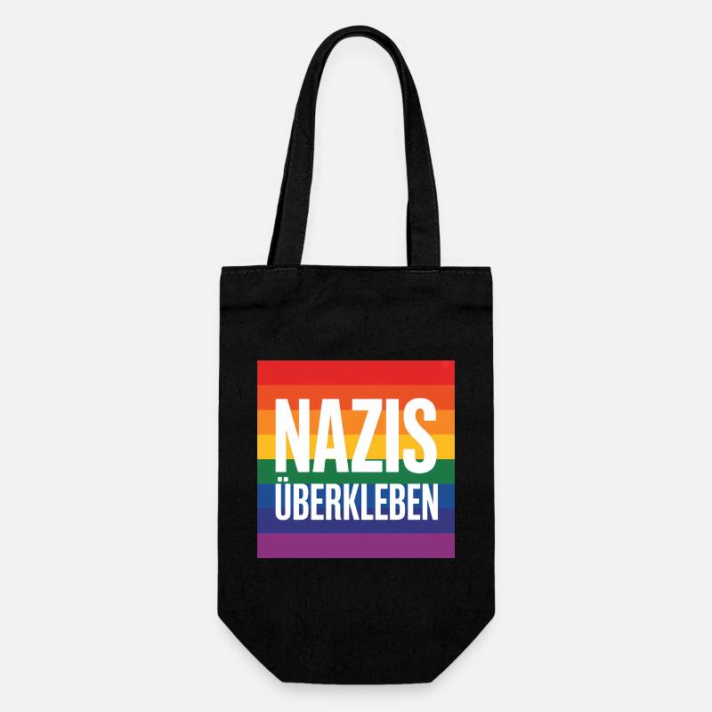 Nazis überkleben - Antifa Tee - Geschenkbeutel für Flaschen - Schwarz