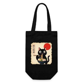 Katzensuppe mit roter Sonne - Geschenkbeutel für Flaschen - Schwarz - Vorne