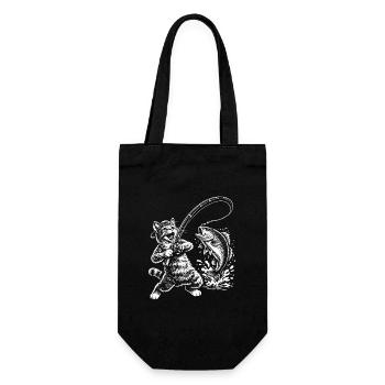 Poisson-chat drôle pêcheur - Sac à bouteille - noir - Devant