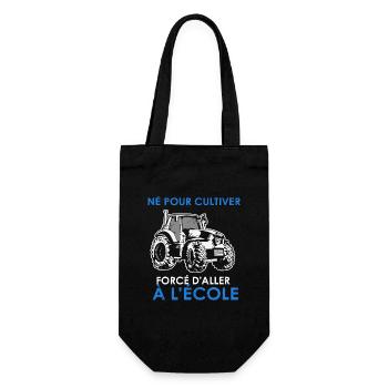 Né pour cultiver — forcé d’aller à l’école - Sac à bouteille - noir - Devant