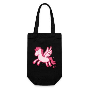 Winged Pony Pink Unicorn Sketch - Gift Bag for Bottles - black - Front
