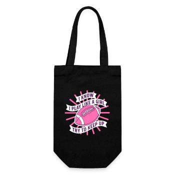 Ich kenne Play Like a Girl Football-Zitat - Geschenkbeutel für Flaschen - Schwarz - Vorne