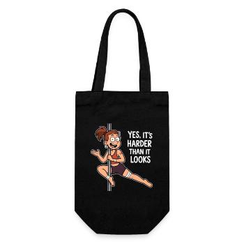 Pole Dance Cartoon – Harder Than It Looks - Geschenkbeutel für Flaschen - Schwarz - Vorne