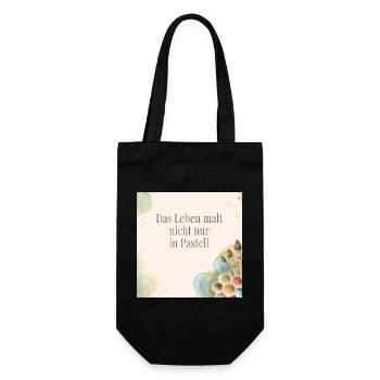 Das Leben malt nicht nur in Pastell - Geschenkbeutel für Flaschen - Schwarz - Vorne
