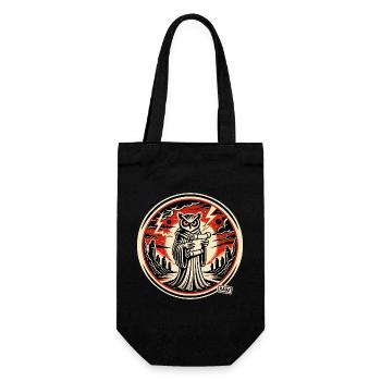 Clever Owl with Letter - Gift Bag for Bottles - black - Front