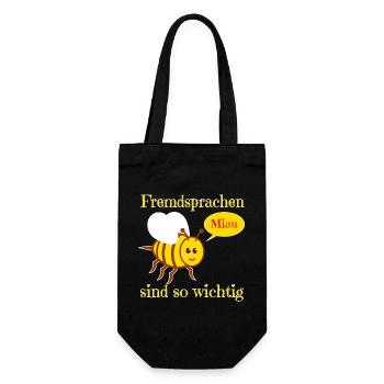 Lustige Biene im Comic Stil - Geschenkbeutel für Flaschen - Schwarz - Vorne