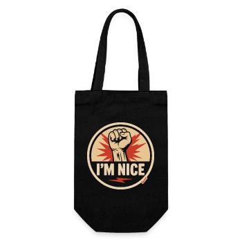 I’m Nice Fäuste-Statement - Geschenkbeutel für Flaschen - Schwarz - Vorne