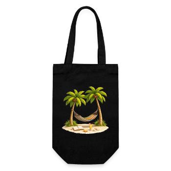 Hängematte zwischen Palmen am Strand  - Geschenkbeutel für Flaschen - Schwarz - Vorne