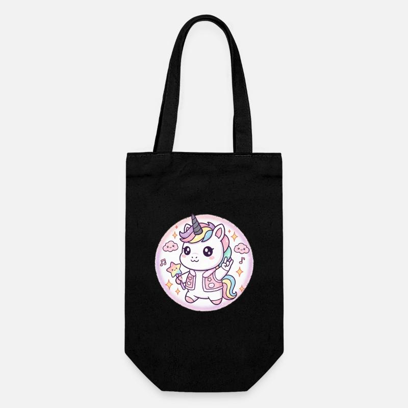 Kawaii Unicorn Pastel Magic - Mignon & Mignon - Sac à bouteille - noir