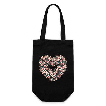 Blossom Heart Floral Crest - Gift Bag for Bottles - black - Front