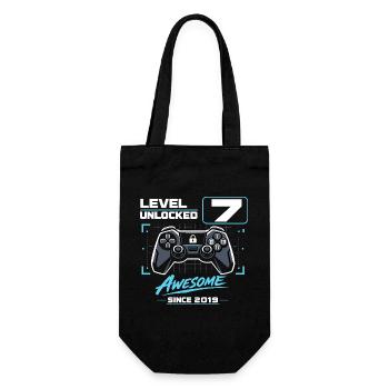 Level 7 Unlocked Gaming Geschenk Jungen - Geschenkbeutel für Flaschen - Schwarz - Vorne