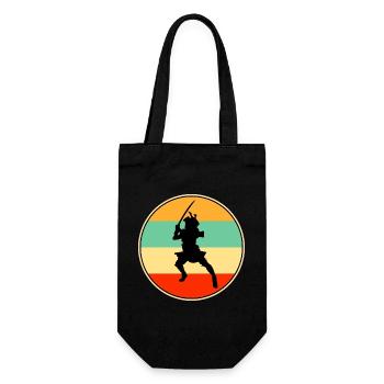 Samurai Warrior Retro Sunset Vintage-Silhouette - Geschenkbeutel für Flaschen - Schwarz - Vorne