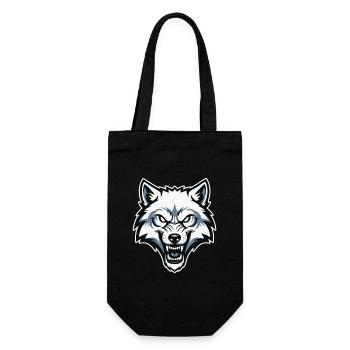 Wild Arctic White Wolf Wolf Mascot Logo - Gift Bag for Bottles - black - Front