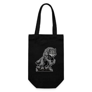 Werwolf Mighty Racing Maskottchen Wolf - Geschenkbeutel für Flaschen - Schwarz - Vorne