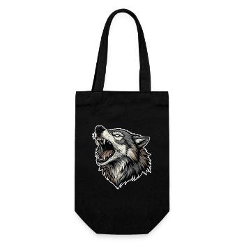 Wild Wolf Heulend Alpha Wolf Maskottchen - Geschenkbeutel für Flaschen - Schwarz - Vorne