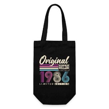 1986 Jahrgang Vintage Retro Geburtstag Geschenk - Geschenkbeutel für Flaschen - Schwarz - Vorne
