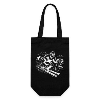 Bigfoot Sasquatch skiers in the mountains - Gift Bag for Bottles - black - Front