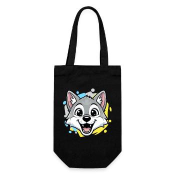 Wolf Head Cartoon Art - Gift Bag for Bottles - black - Front