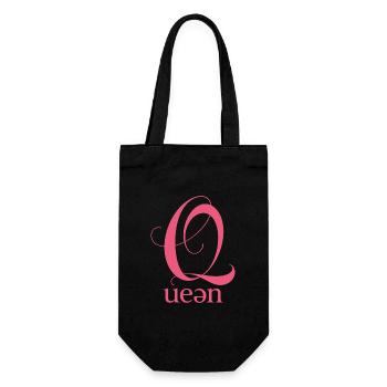 Q Königin Schriftzug Pink - Geschenkbeutel für Flaschen - Schwarz - Vorne