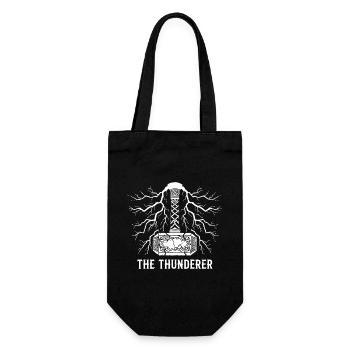 Der Donnerer Thors Hammer Mjölnir Blitz - Geschenkbeutel für Flaschen - Schwarz - Vorne