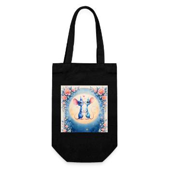 Blue mice in love - Gift Bag for Bottles - black - Front