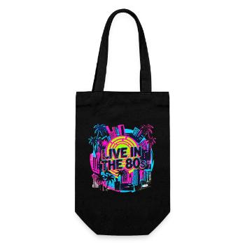 80s Retro Neon Party - Gift Bag for Bottles - black - Front