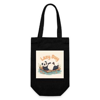Panda schläft auf dem Floß - Geschenkbeutel für Flaschen - Schwarz - Vorne