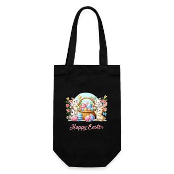 Easter Bunny Basket Spring Joy - Gift Bag for Bottles - black - Front