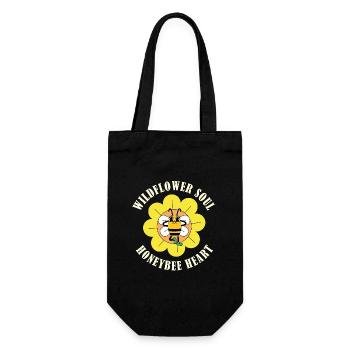 Cœur d’abeille âme de fleurs sauvages – Nature rétro - Sac à bouteille - noir - Devant