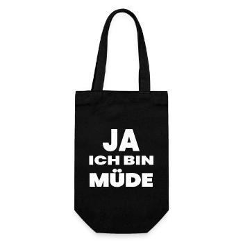 Müde - Geschenkbeutel für Flaschen - Schwarz - Vorne