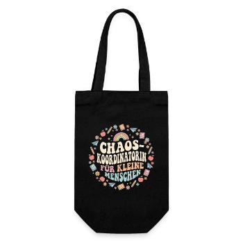 Chaos-Koordinatorin - Retro Erzieherin Geschenk - Geschenkbeutel für Flaschen - Schwarz - Vorne