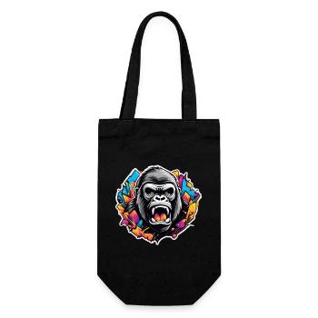 Gorilla-Graffiti leuchten - Geschenkbeutel für Flaschen - Schwarz - Vorne