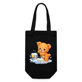 Nettoyage d’ours de chemise d’enfants Nettoyage de printemps mignon - Sac à bouteille - noir - Devant