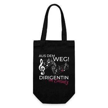 Dirigentin im Einsatz: Aus dem Weg - Geschenkbeutel für Flaschen - Schwarz - Vorne