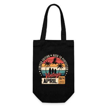 1974 April Geburtstagslegende April 1974 - Geschenkbeutel für Flaschen - Schwarz - Vorne