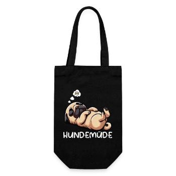 Hundemüde Mops Möpse Mopsbesitzer Mopsliebhaber  - Geschenkbeutel für Flaschen - Schwarz - Vorne