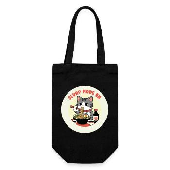 Kitten eating Ramen Slurp mode - Gift Bag for Bottles - black - Front
