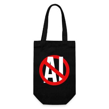 Anti-KI Anti-Maschinelles Lernen sagt Nein zu KI Stoppt KI - Geschenkbeutel für Flaschen - Schwarz - Vorne