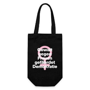 GEWALT GEGEN FRAUEN GEFÄHRDET DEMOKRATIE ♀ - Geschenkbeutel für Flaschen - Schwarz - Vorne