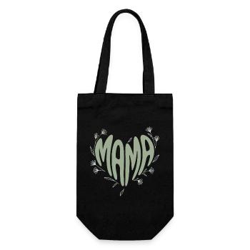 Mom Heart Font with Flowers - Gift Bag for Bottles - black - Front
