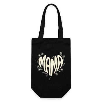 Mama Blütenherz Typografie - Geschenkbeutel für Flaschen - Schwarz - Vorne