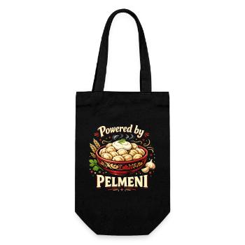 Powered by Pelmeni – Funny Russian Design - Gift Bag for Bottles - black - Front