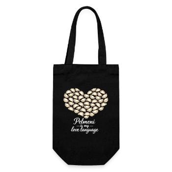 Pelmeni Heart – Pelmeni is my love language - Gift Bag for Bottles - black - Front